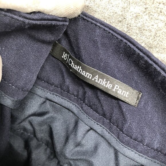 Talbots Chatham Ankle Pants Womens Size 16 Navy Blue Flat Front Slim Skinny - Picture 10 of 11